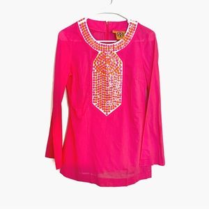 Tory Burch Sequined Tunic Top 100% Cotton